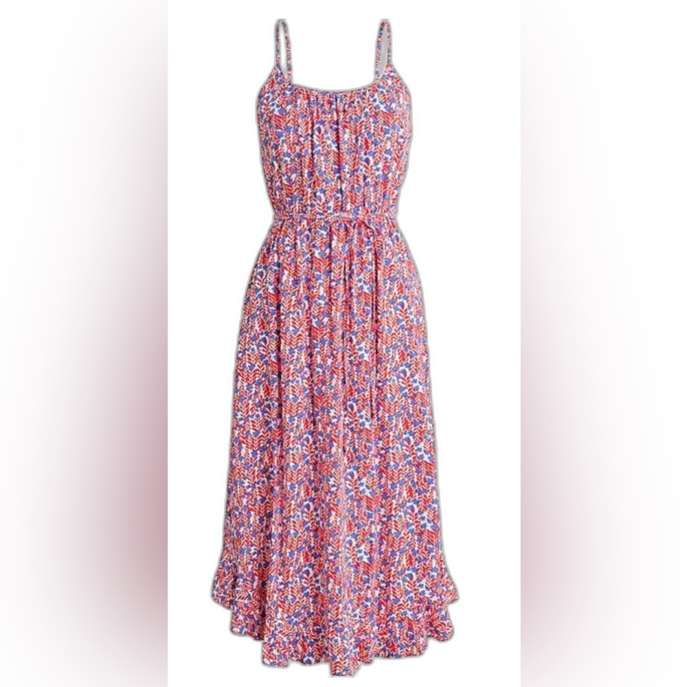 J. Crew Factory Red and Blue Floral Dress